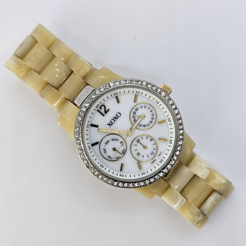 Women's XOXO Watch 38MM White Dial‎ Yellow Band 6.5" Wrist New Battery